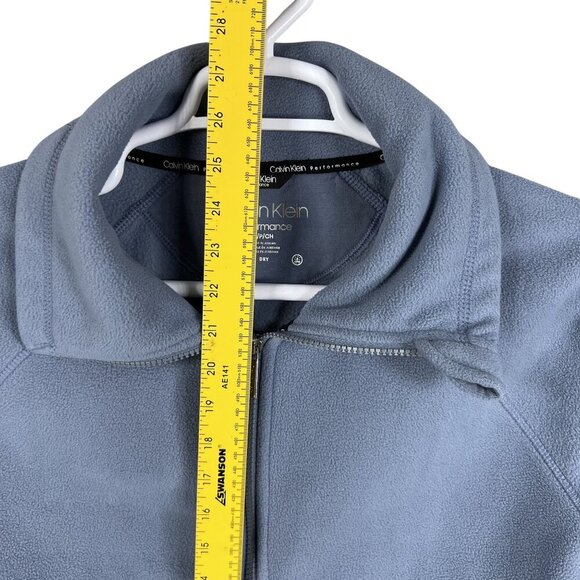 Calvin Klein Performance Women S Polar Fleece Jacket Baby Blue Full Zip SpellOut - Picture 11 of 15